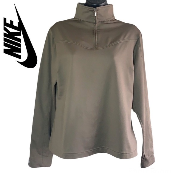 Nike Golf Dri-Fit Taupe Zip Pullover Wicking Jacket Size M - Picture 1 of 12